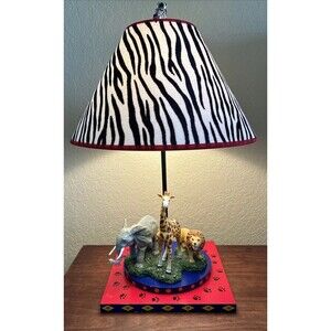 PJ Kids Circus Table Lamp, Large, Zebra Shade, Giraffe, Elephant, Lion